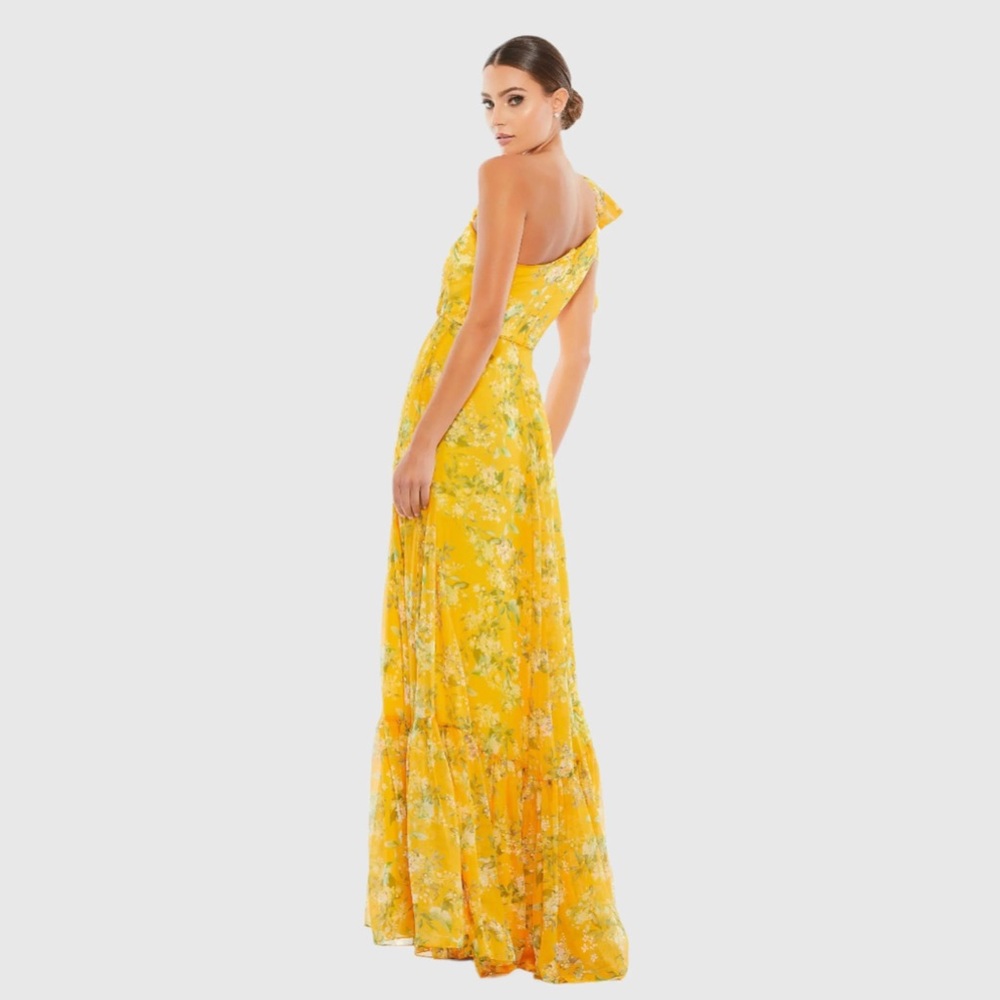 IEENA FOR MAC DUGGAL
Yellow Floral One Shoulder Bow Maxi Dress - Picture 3 of 6